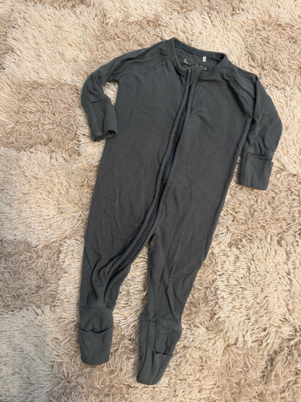 Brave Little Ones Ribbed Zip Romper in Blue 3/6